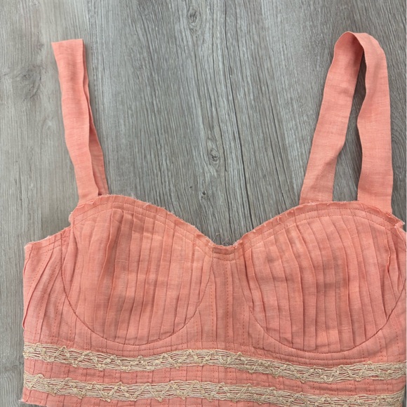 Emporio Sirenuse Positano Peach Bustier Dalia palm in Freah Salmon Top size 42 - Picture 5 of 8